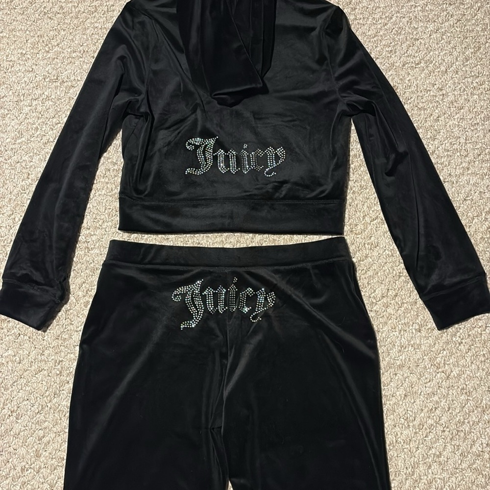 NEW Juicy Couture Tracksuit Black Velour Size XL NWT